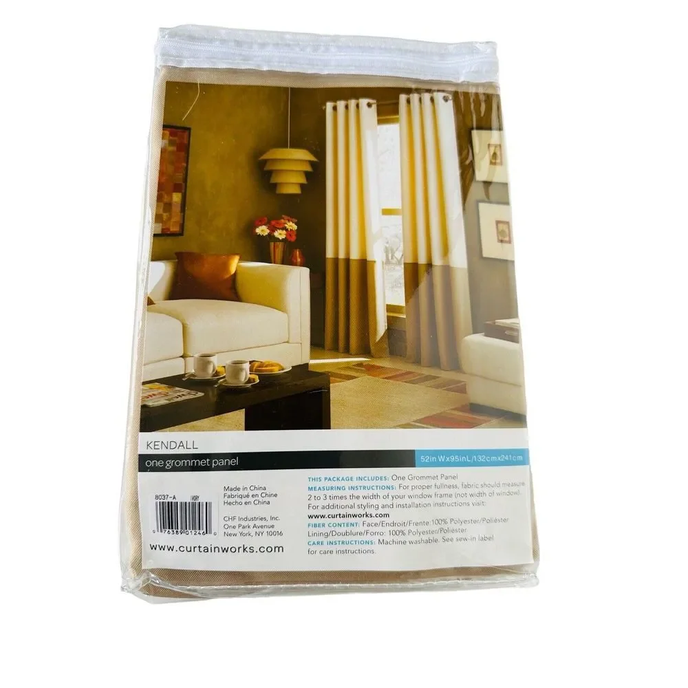NEW Curtainworks Kendall Color Block Grommet Curtain Window Panel 52